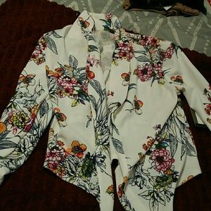 White floral blazer/blouse
